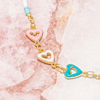 18K Gold Beaded Chain in Pastel Love Story