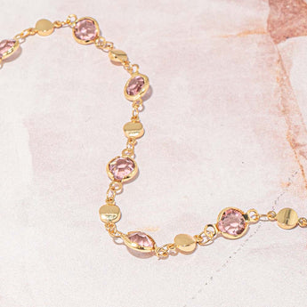 18K Gold Beaded Chain in Petite Pink