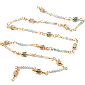 18K Gold Beaded Chain in Rock Candy