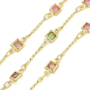 18K Gold Beaded Chain in Stepping Stones