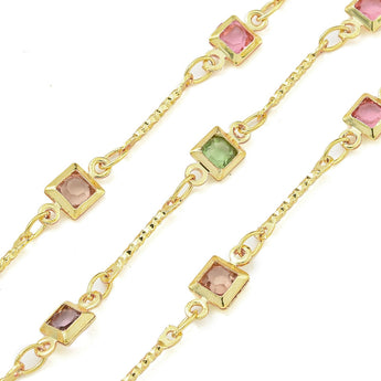 18K Gold Beaded Chain in Stepping Stones