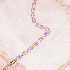 18K Gold & Enamel Cable Chain in Lavender