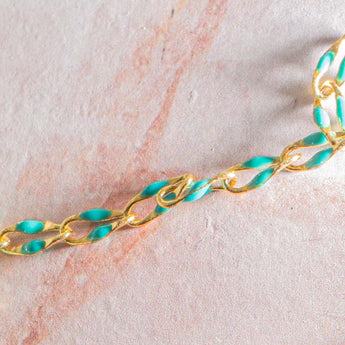 18K Gold & Enamel Cable Chain in Turquoise