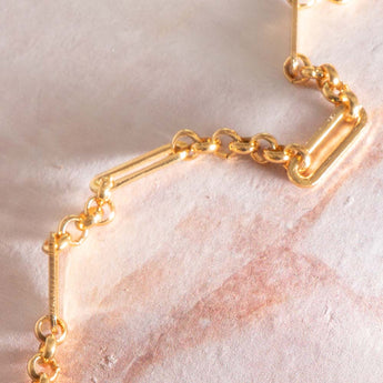 18K Gold Funky Ladder Metal Chain