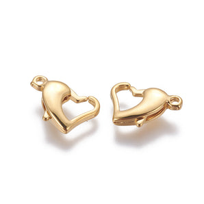 18K Gold Mini Heart Lobster Clasp