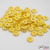These adorable little gold spacer beads feature a rope-wrapped texture. Each spacer measures 2mm x 6mm. 30 pieces per set.