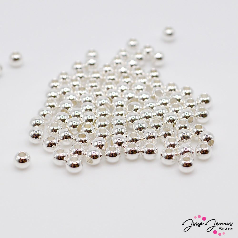 These classic round spacers are the perfect way to accent your favorite beads in your jewelry creations. Available in 3 sizes. 4mm set includes 100 pieces. 6mm set includes 50 pieces. 8mm set includes 50 pieces.