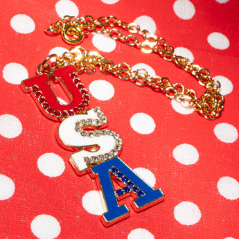 Independence Day Crystal Pendant Necklace