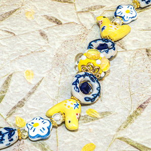 Ceramic Bead Strand in Porcelain Flock
