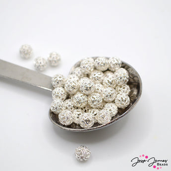 6MM Rhinestone Silver Ball Beads