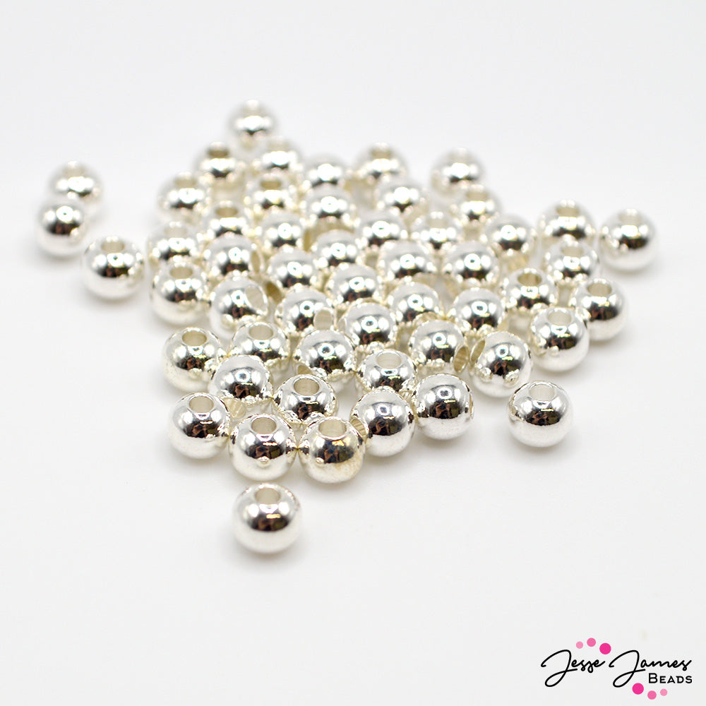 Simple Round Spacer Beads In Silver