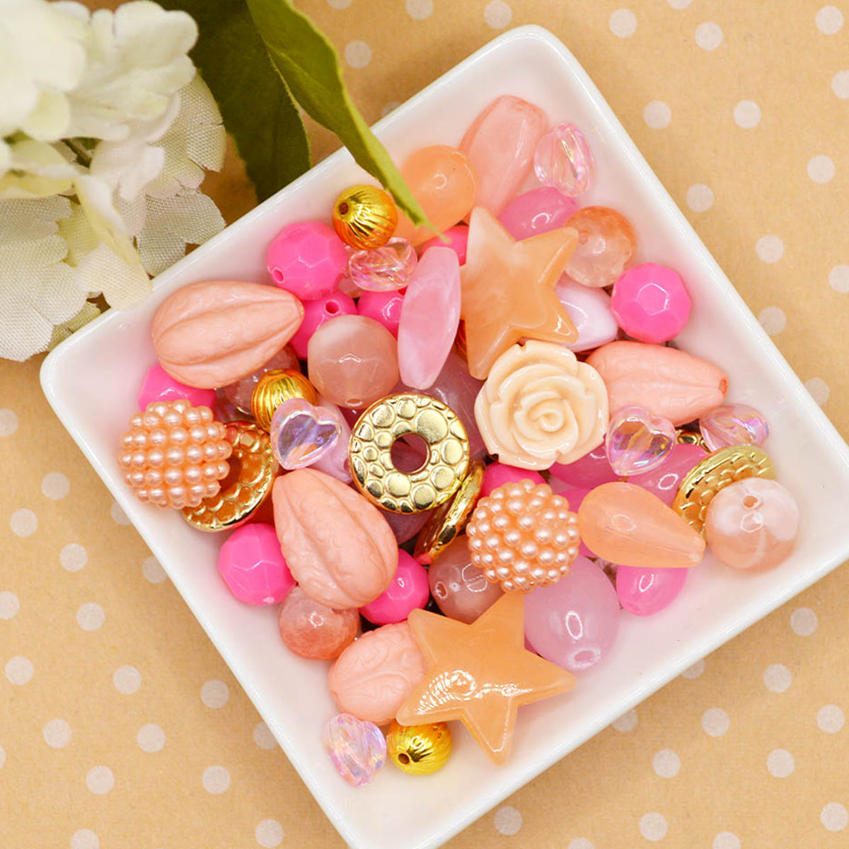 Bulk Bead Assortment In Pink