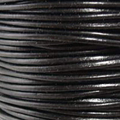 2MM Round Black Leather
