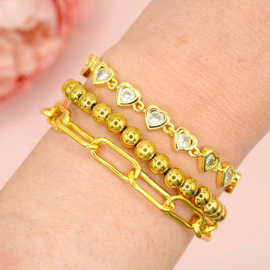 Fashionista 18K Gold Stacked Bracelet Trio