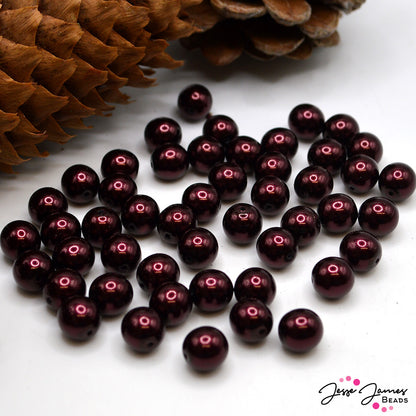 Red Garnet Czech Pearl Beads 8mm 50 pieces