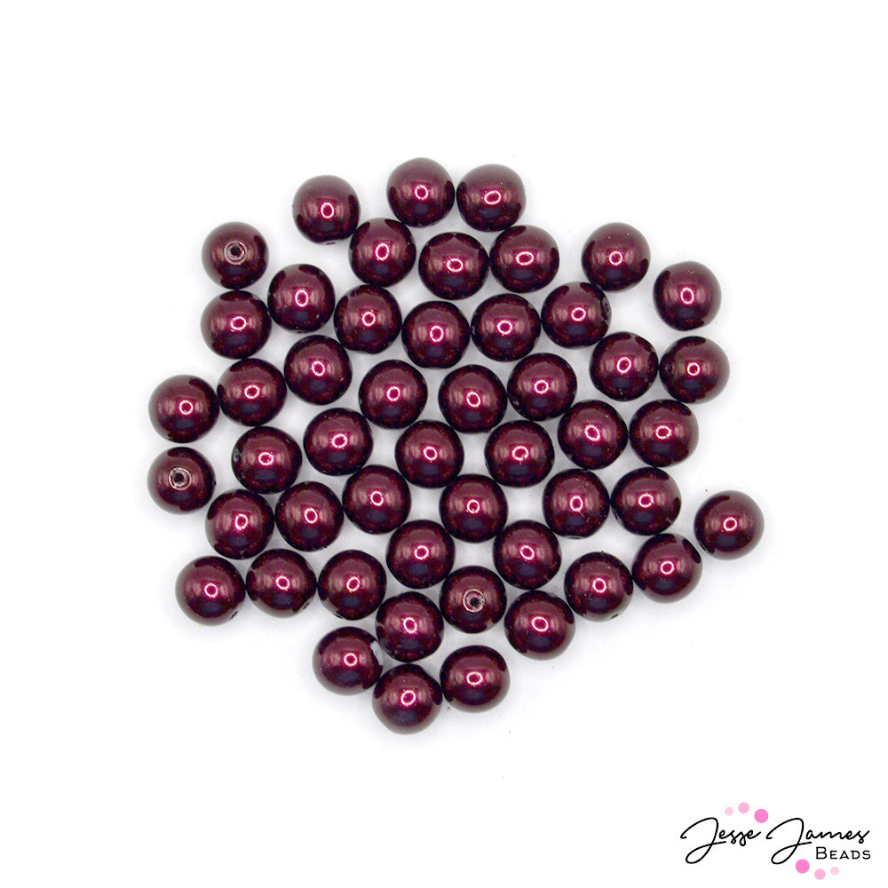 Red Garnet Czech Pearl Beads 8mm 50 pieces