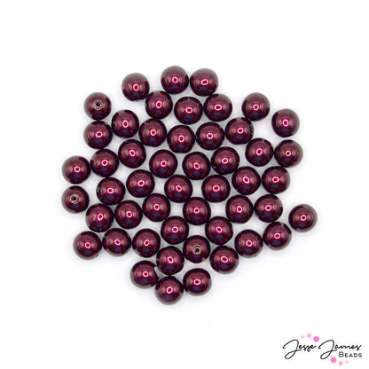 Red Garnet Czech Pearl Beads 8mm 50 pieces