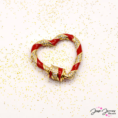 JJB Twist & Lock Clasp in Candy Striped Heart