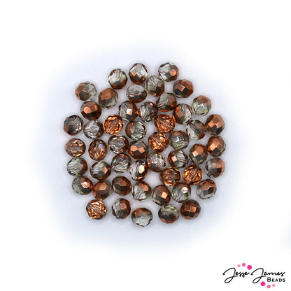 Brown Copper Czech Fire Polish Crystal Beads 8mm 50 pieces