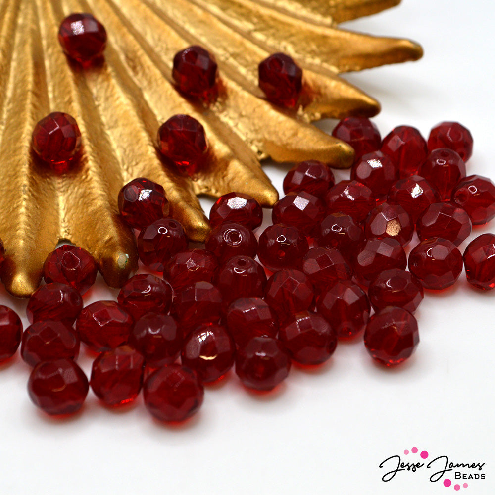 Red Garnet Czech Fire Polish Beads 8mm 50 pieces