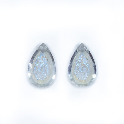 Embossed Glass Teardrop Pendants
