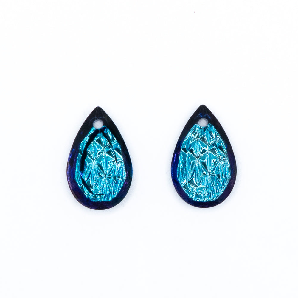 Embossed Glass Teardrop Pendants