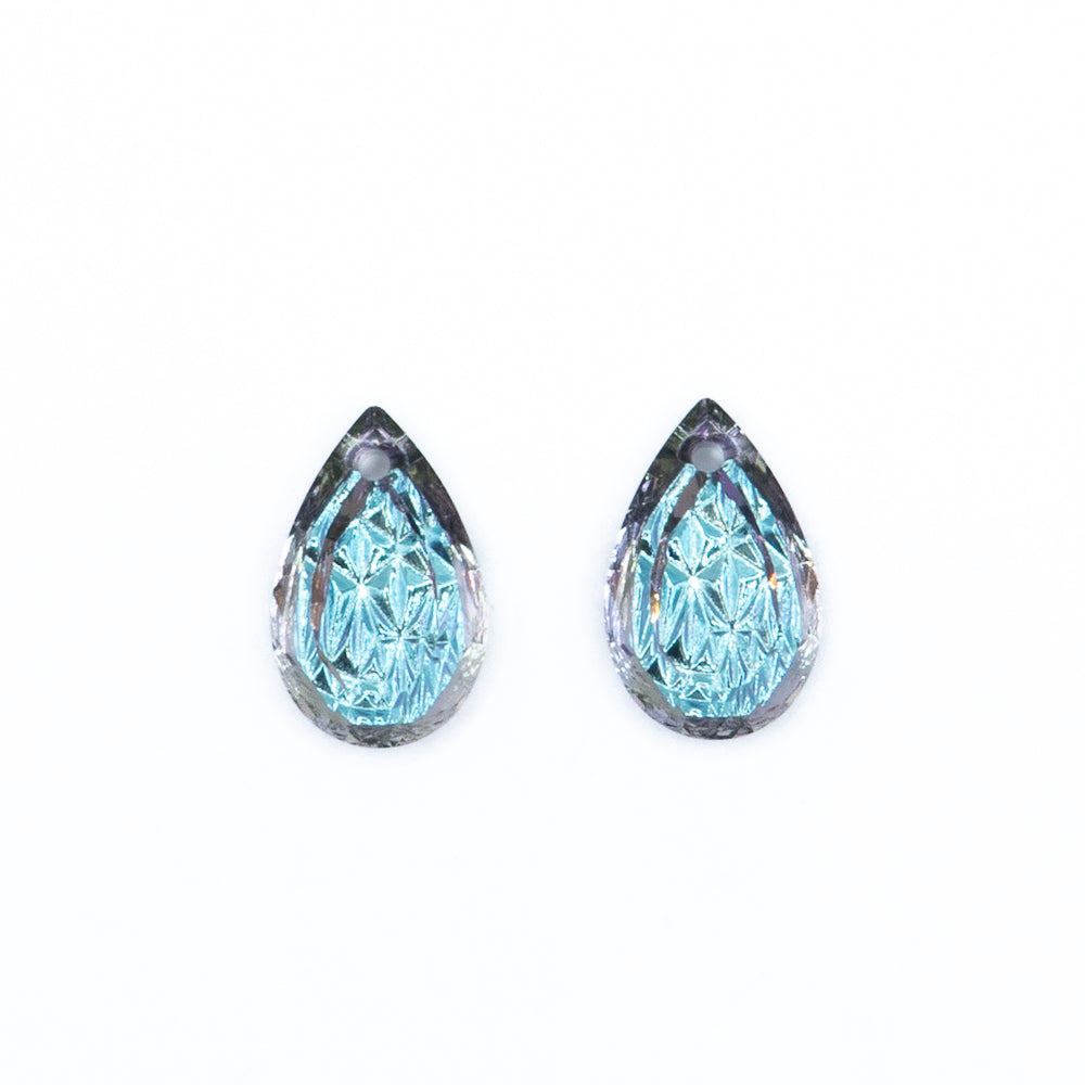 Embossed Glass Teardrop Pendants