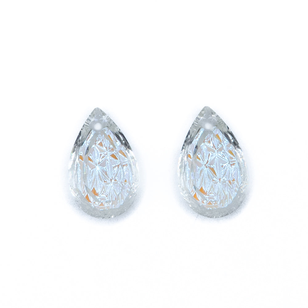 Embossed Glass Teardrop Pendants