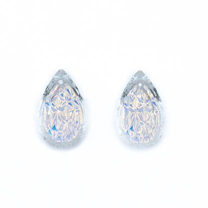 Embossed Glass Teardrop Pendants