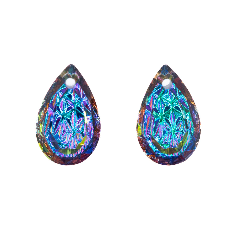 Embossed Glass Teardrop Pendants
