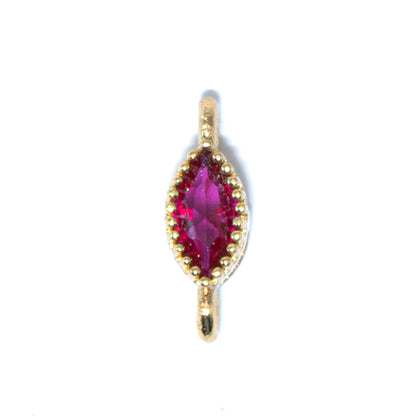 18K Gold Cubic Zirconia Oval Mini Link Connectors
