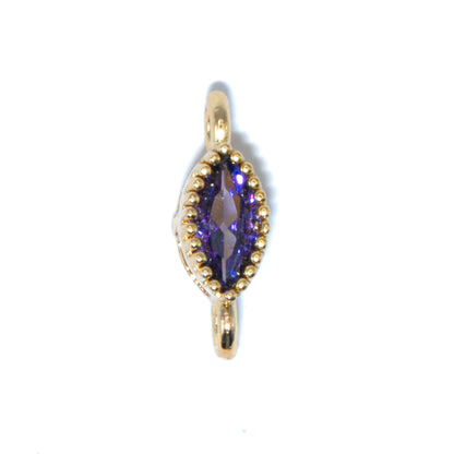 18K Gold Cubic Zirconia Oval Mini Link Connectors