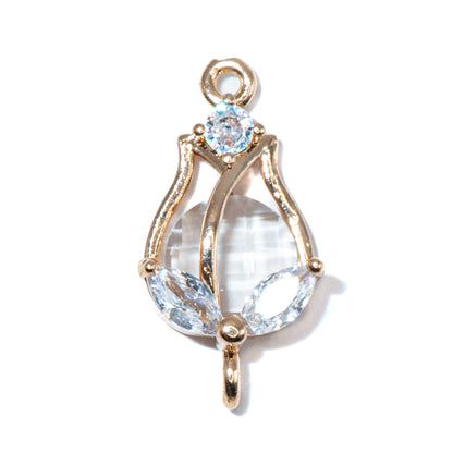 Cubic Zirconia & Glass Tulip Connector Charms