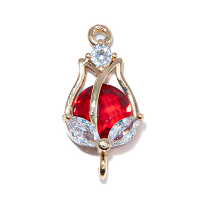 Cubic Zirconia & Glass Tulip Connector Charms