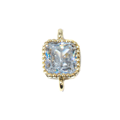 18K Gold-Plated Cubic Zirconia Mini Square Connectors