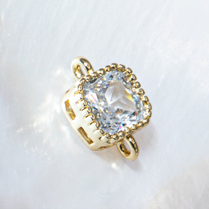 18K Gold-Plated Cubic Zirconia Mini Square Connectors