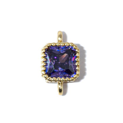 18K Gold-Plated Cubic Zirconia Mini Square Connectors