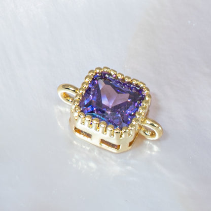 18K Gold-Plated Cubic Zirconia Mini Square Connectors
