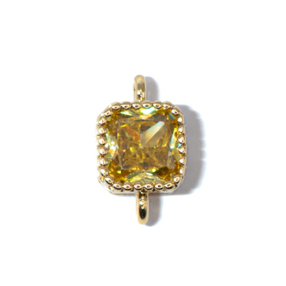 18K Gold-Plated Cubic Zirconia Mini Square Connectors