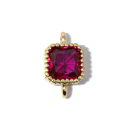 18K Gold-Plated Cubic Zirconia Mini Square Connectors