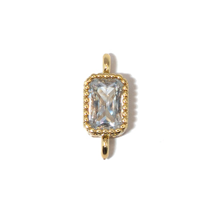 18K Gold Cubic Zirconia Rectangle Connectors