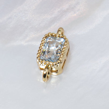 18K Gold Cubic Zirconia Rectangle Connectors