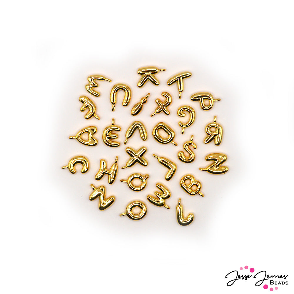 Bubble Letter Charms in Gold & Silver