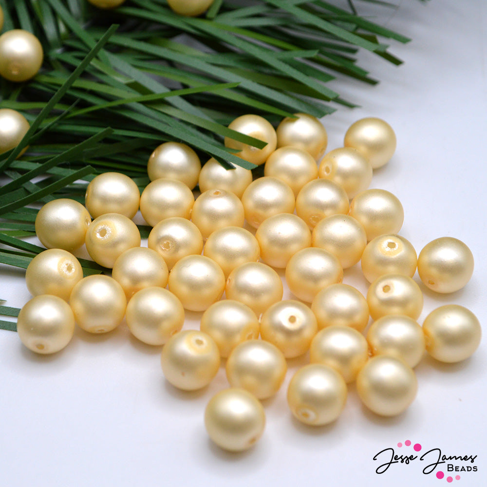 Creme Czech Pearl Beads Matte 8mm 50 pieces