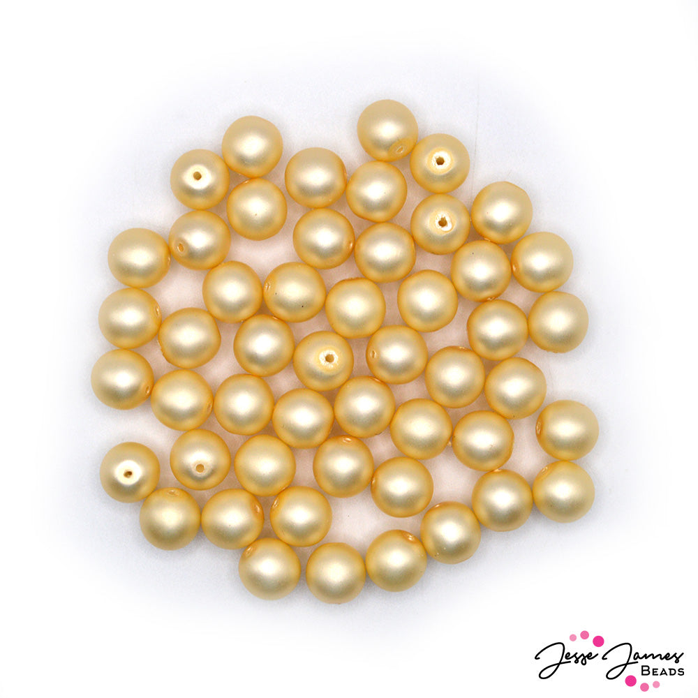 Creme Czech Pearl Beads Matte 8mm 50 pieces