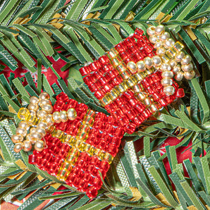 Beaded Christmas Gift Charm Pair