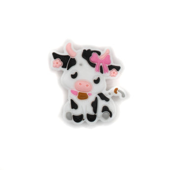 Adorable Mini Black & White Cow Silicone Focal Bead