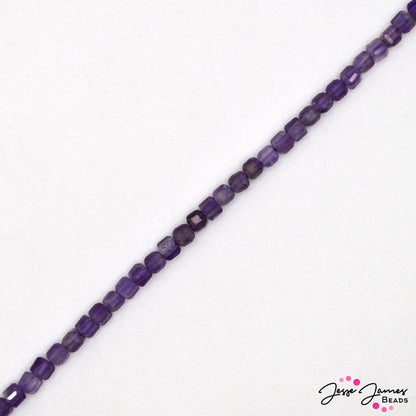 Amethyst Stone Cube Bead Strand