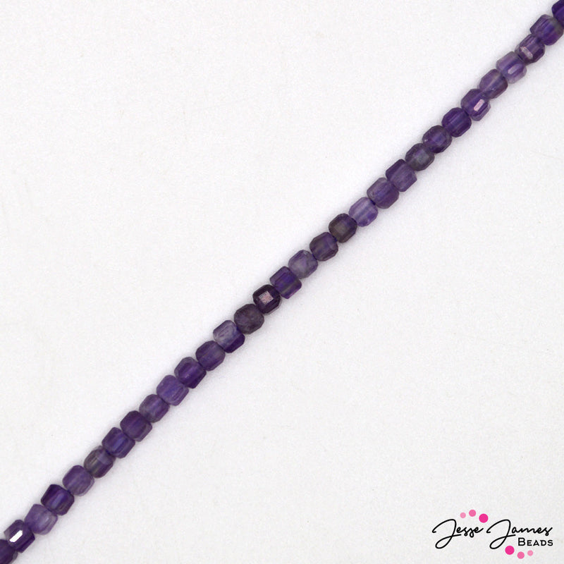 Amethyst Stone Cube Bead Strand