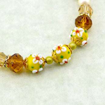 Lampwork Apple Bead Strand in Golden Delicious